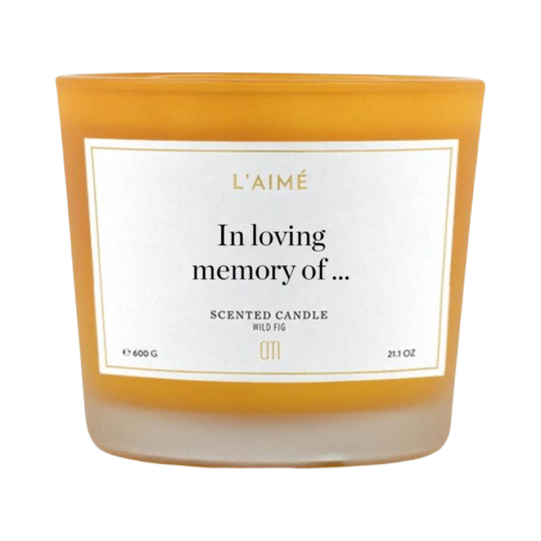 In loving memory of (name) geur kaars 600 gram yellow