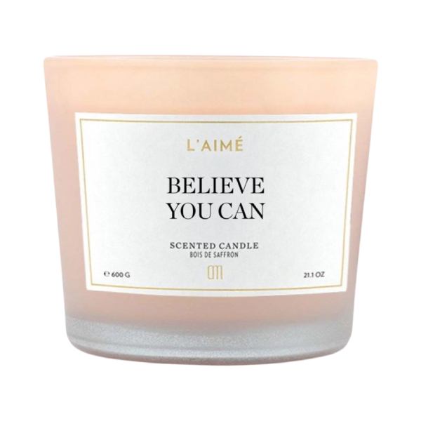 Believe you can- geurkaars 600 gram pink