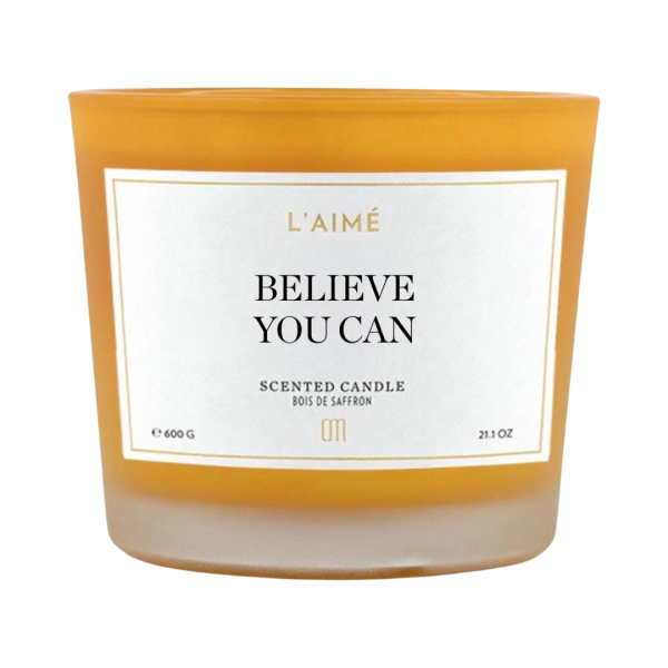 Believe you can- geurkaars 600 gram yellow