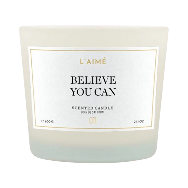 Believe you can- geurkaars 600 gram white